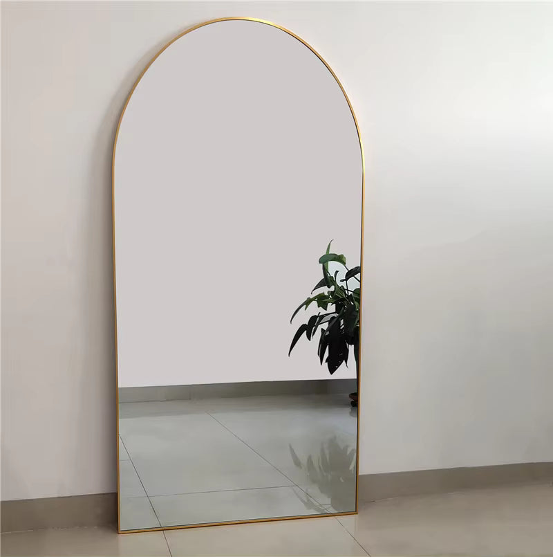 Full Length Arched Mirror 200x100cm - Gold Frame - Freestanding Floor Mirror