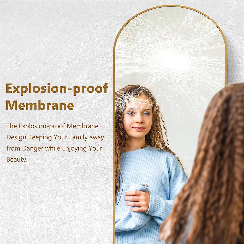 Full Length Arched Mirror 200x100cm - Gold Frame - Freestanding Floor Mirror