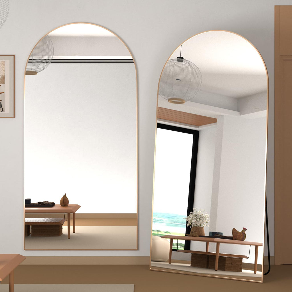 Full Length Arched Mirror 200x100cm - Gold Frame - Freestanding Floor Mirror