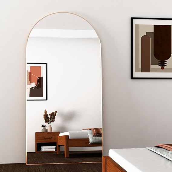 Full Length Arched Mirror 180x80cm - Gold Frame - Freestanding Floor Mirror