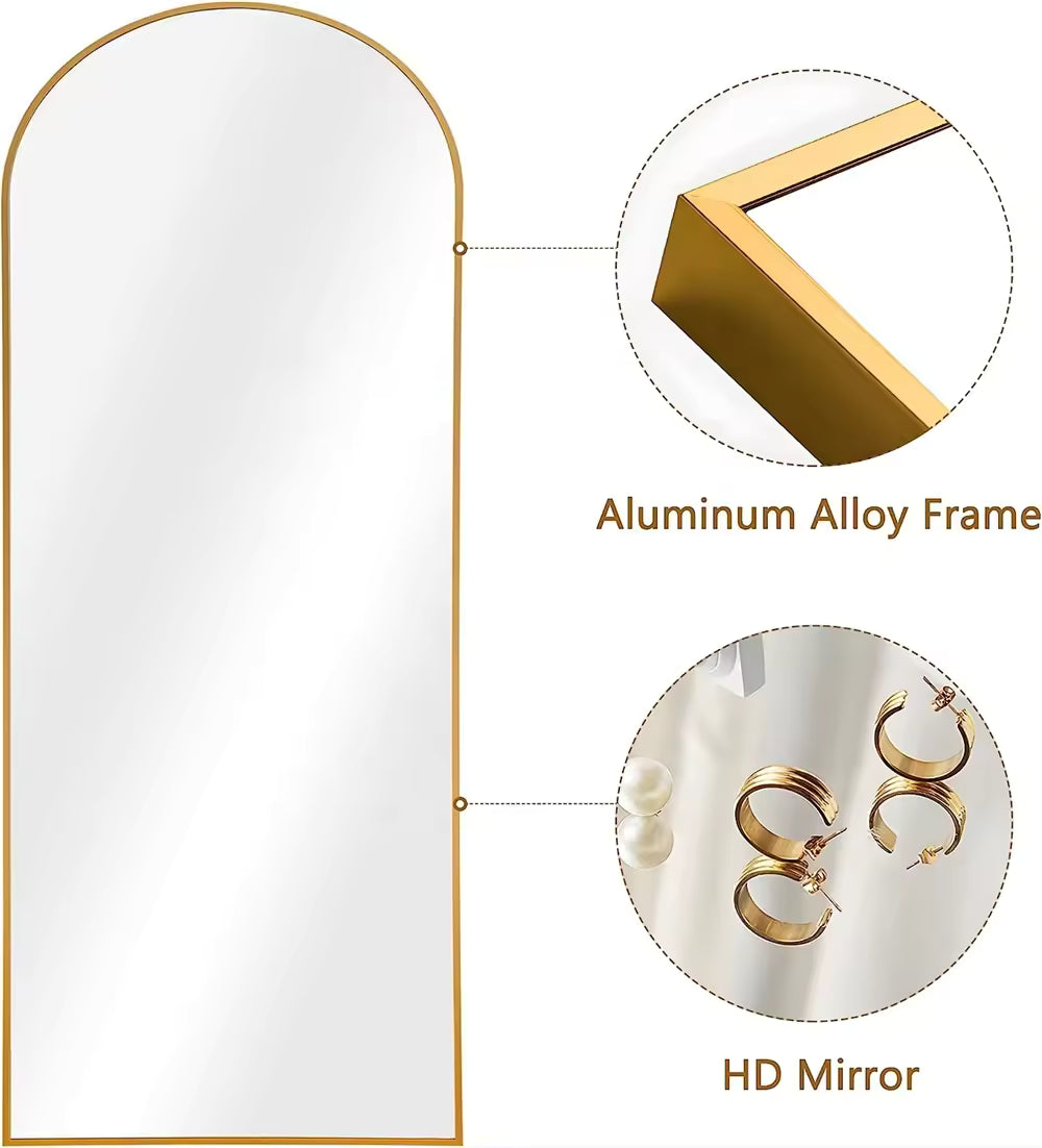 Full Length Arched Mirror 200x100cm - Gold Frame - Freestanding Floor Mirror